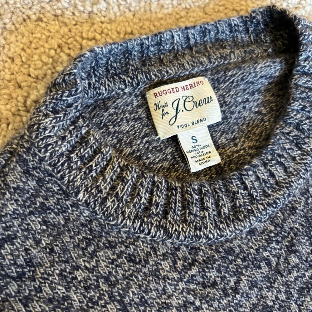 J.Crew rugged merino wool-blend in heather blue-grey sweater in size S